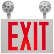 LED Combo Exit Sign, Dual face with Red Letters, White Finish, Battery Backup Included, Round Lights Cheap