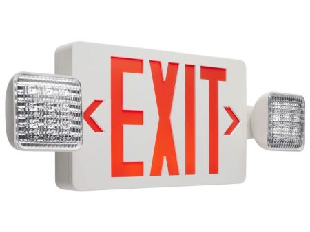 LED Combo Exit Sign, Dual face with Red Letters, White Finish, Battery Backup Included, Square Lights Online Hot Sale