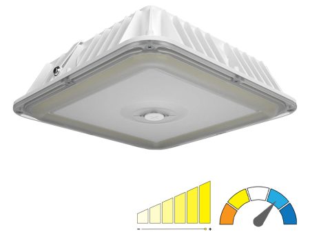 LED Canopy Light, 9000 Lumens, 60 Watts, 30K 40K 50K, 120-277V, Vandal Proof, White Finish Discount