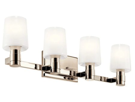 Adani 30 In 4-Lights Bathroom Vanity Light With Opal Glass, Polished Finish Discount