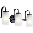 Kennewick 23 In 3-Lights Bathroom Vanity Light With Clear Satin Etched Glass, Black Finish Fashion