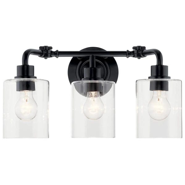 Gunnison 24 In 3-Lights Bathroom Vanity Light, Black Finish Online