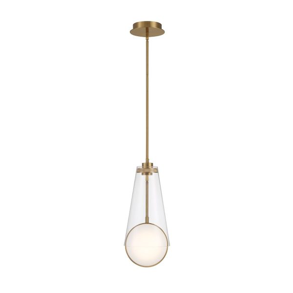 Solari 2 Lights 8 in. LED Pendant Light Gold Finish For Sale