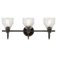 Avery 24 In 3-Lights Bathroom Vanity Light With Clear Fluted Glass, Bronze Finish For Cheap