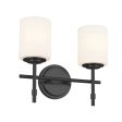 Ali 14 In 2-Lights Bathroom Vanity Light With Satin Etched Cased Opal, Black Finish Supply