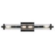 Azores 25 In 4-Lights Bathroom Vanity Light With Clear Fluted Glass, Black Finish Discount