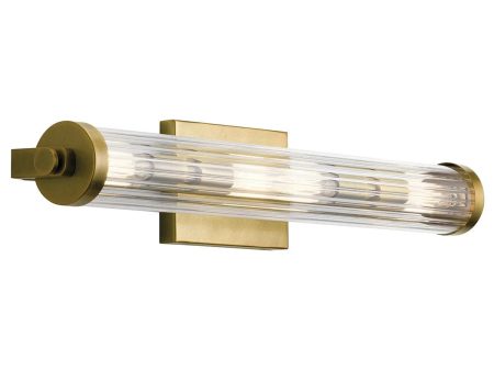 Azores 25 In 4-Lights Bathroom Vanity Light With Clear Fluted Glass, Gold Finish Online Hot Sale