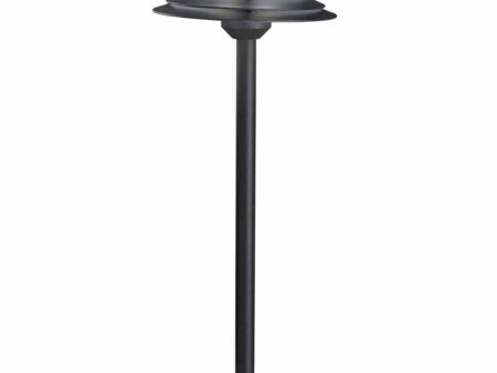 2W 182 Lumens LED Round Tiered Path Light 3000K Textured Black Sale