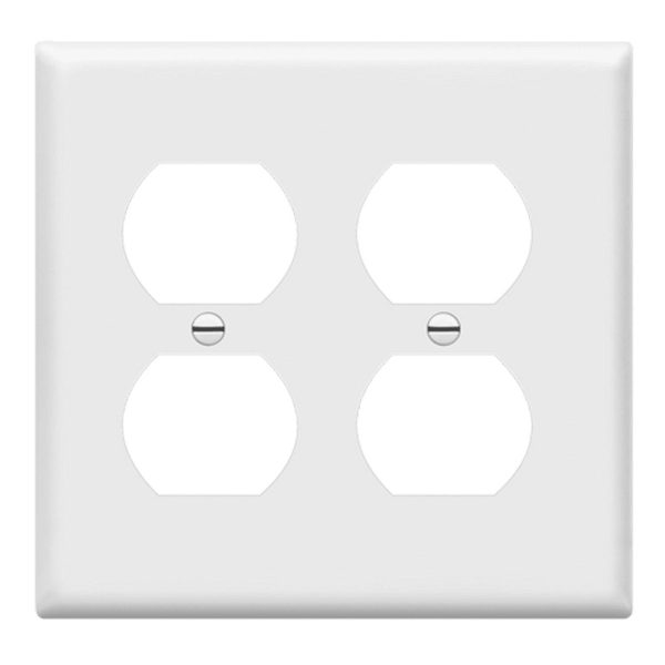 2-Gang Duplex Outlet Cover Plate White Hot on Sale