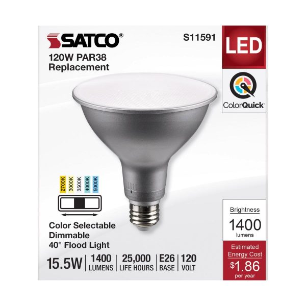 PAR38 LED Bulb, 1400 Lumens, 120W Equal, 27K|30K|40K|50K, E26 Base, 40° Flood Supply