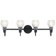 Greenbrier 34 In 4-Lights Bathroom Vanity Light With Clear Seeded Glass, Black Finish Discount