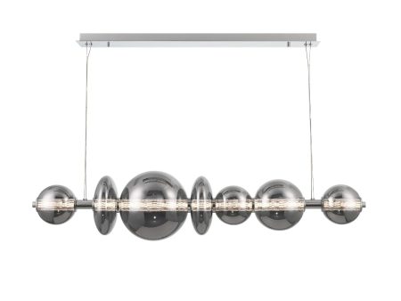 Atomo 56 in. LED Chandelier chrome Finish with Smoked Glass Online now