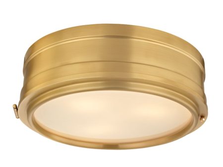 Rye 14 in. 3 Lights Flush Mount Light Brass Finish For Sale