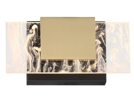 Kasha 9 in. LED Bath Sconce Black & Brass Finish Online Sale