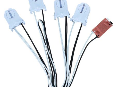 4-Lamp Wiring Harness with Short Non-shunted Sockets for LED Tubes Hot on Sale