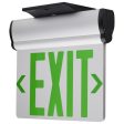 Edge-Lit LED Exit Sign, Single face with Green Letters, Silver Finish, Battery Included, Top Back End Mount Sale