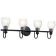 Greenbrier 34 In 4-Lights Bathroom Vanity Light With Clear Seeded Glass, Black Finish Discount