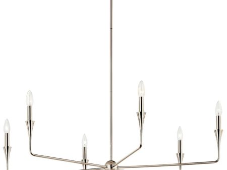 Alvaro 40  6-Light Chandelier 1-Tier, Polished Nickel Finish For Cheap