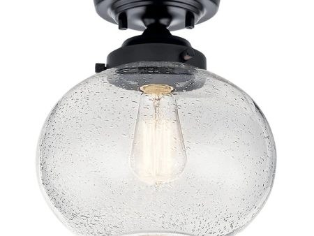 Avery 11  1-Light Semi-Flush Mount Light with Clear Seeded Glass, Black Finish Online