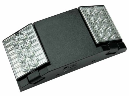 LED Emergency Light, 2 Watts, 2 Adjustable Heads, 120-277V, Black For Sale