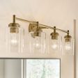 Winslow 30 In 4-Lights Bathroom Vanity Light With Clear Seeded Glass, Gold Finish Sale