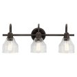 Avery 24 In 3-Lights Bathroom Vanity Light With Clear Fluted Glass, Bronze Finish For Cheap