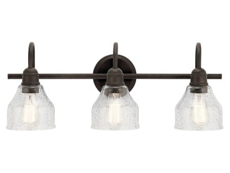 Avery 24 In 3-Lights Bathroom Vanity Light With Clear Fluted Glass, Bronze Finish For Cheap