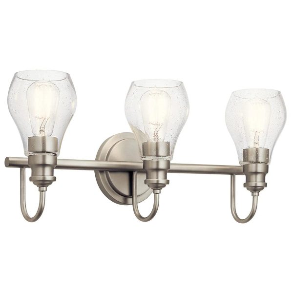 Greenbrier 24 In 3-Lights Bathroom Vanity Light With Clear Seeded Glass, Brushed Nickel Finish Online