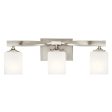 Marette 23 In 3-Lights Bathroom Vanity Light With Satin Etched Cased Opal Glass, Brushed Nickel Finish For Discount