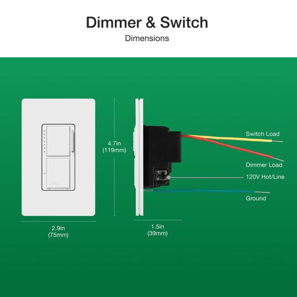 Maestro LED+ Dual Dimmer and Switch, Single Pole, White Online Sale