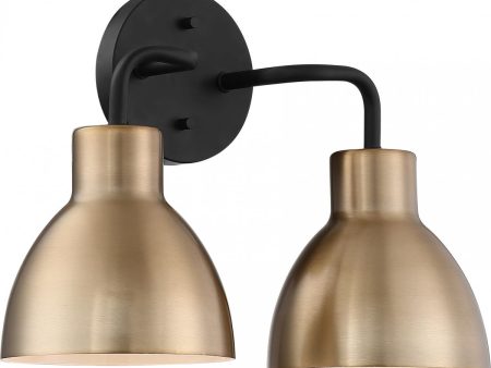 Sloan 14 in. 2 Lights Vanity Light Black and Brass Finish Hot on Sale