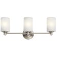 Joelson 24 In 3-Lights LED Bathroom Vanity Light With Satin Etched Cased Opal Glass, Brushed Nickel Finish Online Sale