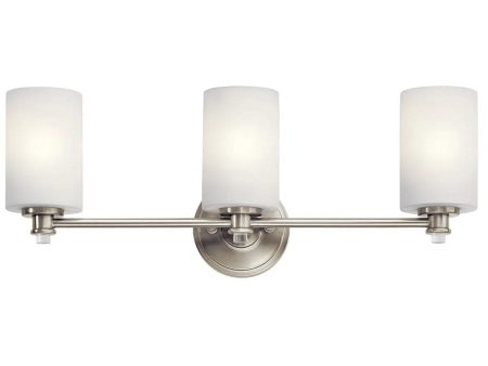 Joelson 24 In 3-Lights LED Bathroom Vanity Light With Satin Etched Cased Opal Glass, Brushed Nickel Finish Online Sale