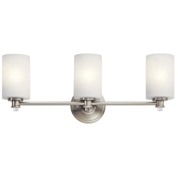 Joelson 24 In 3-Lights LED Bathroom Vanity Light With Satin Etched Cased Opal Glass, Brushed Nickel Finish Online Sale