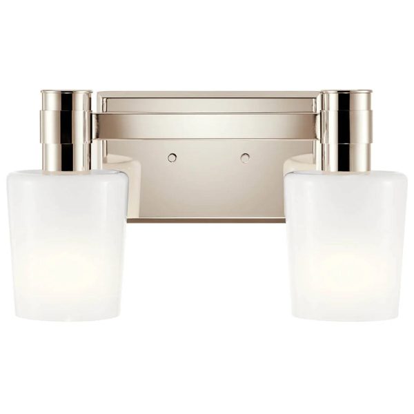 Adani 14 In 2-Lights Bathroom Vanity Light With Opal Glass, Polished Nickel Finish Online