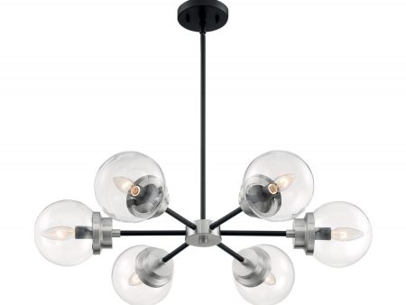 Axis 30 in. 6 Lights Chandelier Black & Nickel Finish For Cheap