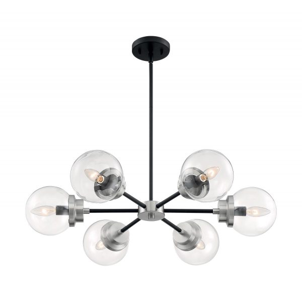 Axis 30 in. 6 Lights Chandelier Black & Nickel Finish For Cheap