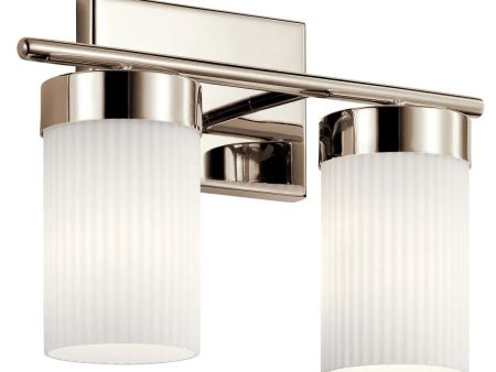 Ciona 15 In 2-Lights Bathroom Vanity Light With Satin Etched Cased Opal Glass, Silver Finish Hot on Sale