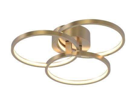 Orion 16 in. LED Semi flush Mount Light Satin Brass Finish Sale