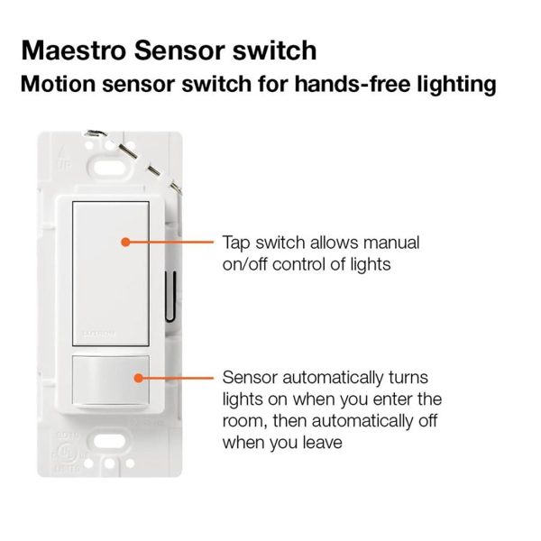 Maestro PIR 180° Occupancy|Vacancy Sensor Wall Switch, 3-Way or Multi-Location, 5 Amps, 120V, White For Discount