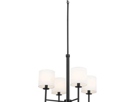 Ali 20  4-Light Chandelier with Fabric Drum Shade, Black Finish Sale