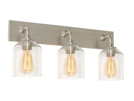 William 3 Lights 24 In. Vanity Light Satin Nickel Finish Fashion