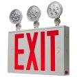 LED Combo Exit Sign, Dual face with Red Letters, White Finish, Battery Included, Tri Head Lights Online Hot Sale