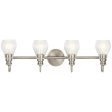 Greenbrier 34 In 4-Lights Bathroom Vanity Light With Clear Seeded Glass, Brushed Nickel Finish For Sale