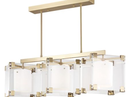 Achilles 54 in. 3 Lights Pendant Light Brass Finish Fashion