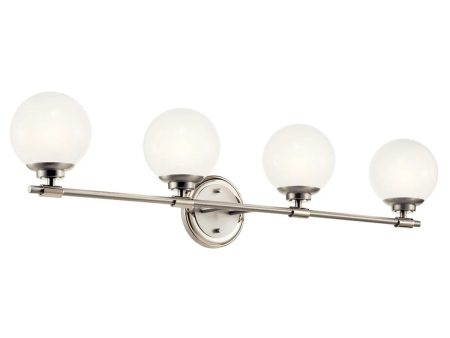 Benno 34 In 4-Lights Bathroom Vanity Light With Opal Glass, Silver Finish on Sale