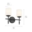 Ali 14 In 2-Lights Bathroom Vanity Light With Satin Etched Cased Opal, Black Finish Supply