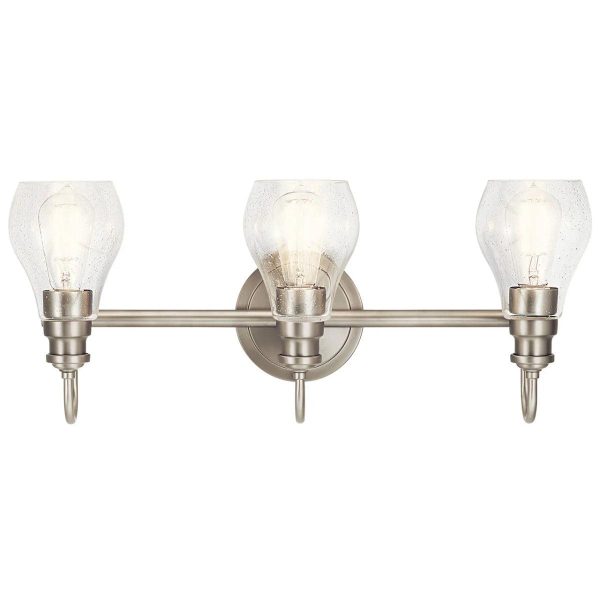 Greenbrier 24 In 3-Lights Bathroom Vanity Light With Clear Seeded Glass, Brushed Nickel Finish Online