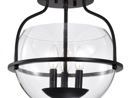 Amado 14 in. 3 lights Semi-flush Mount Light Matte Black Finish Online Sale