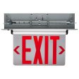 Edge-Lit LED Exit Sign, Single face with Red Letters, Clear Panel Finish, Battery Included on Sale